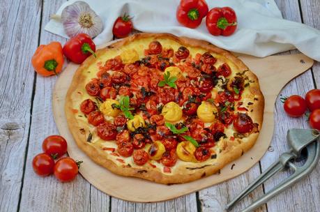 Tarte tomates cerises et poivrons