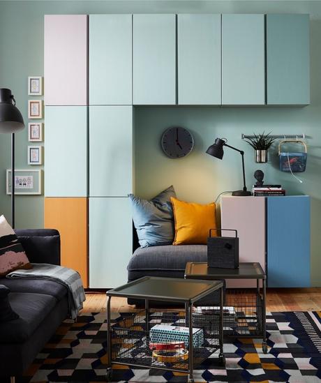 astuce diy meuble bois customisation bleu rose orange salon studio étudiant blog déco
