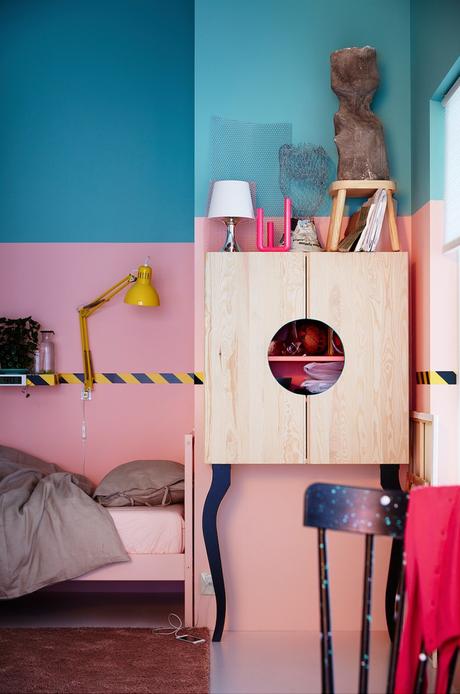 idée diy meuble bois pin fixé mur rose chambre blog déco clemaroundthecorner