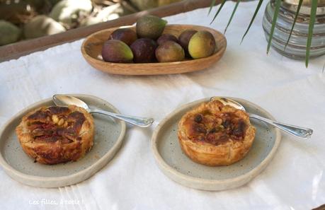 Tartelettes feuilletées aux figues, pistaches et pignons