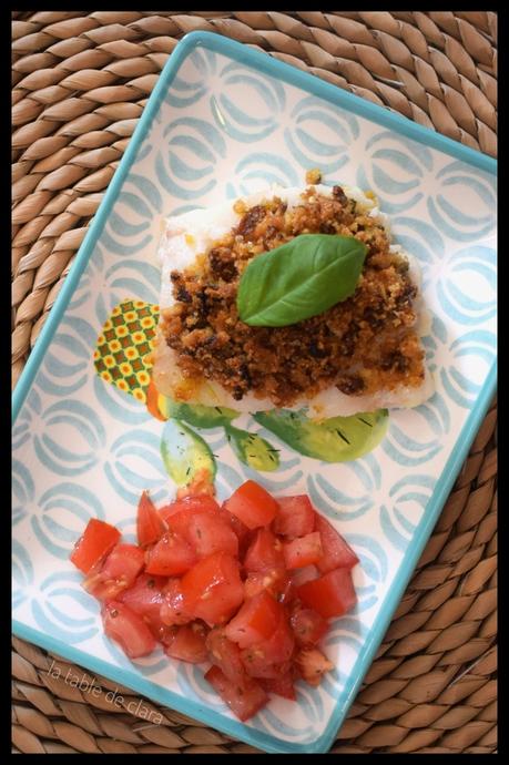 Cabillaud en croûte de basilic et tomates séchées