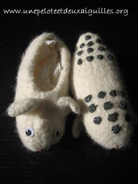 Tricoter des chaussons souris antidérapants