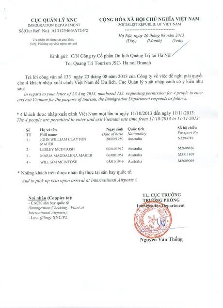 lettre d'approbation de visa vietnamphotos visa vietnam ...