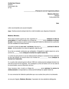 Lettre Type Pour Remboursement Anticipé De Crédit Immobilier, Credit  Immobilier En Suisse – Négocier Un Taux De