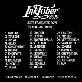 Inktober 2019 - les thèmes officiels