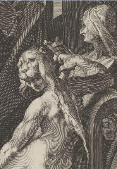 Spranger 1600 ca gravure de Sadeler Hercule et Omphale MET detail