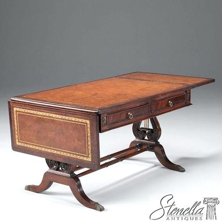 mahogany coffee table antique details about lyre base drop leaf mahogany coffee table w leather top new