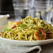 Pâtes au pesto maison et crevettes sautées Pâtes au pesto maison et crevettes sautées (idée recette rapide)