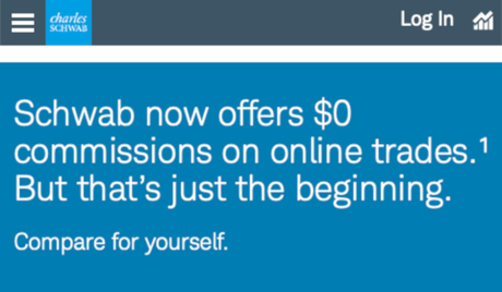 Schwab now offers $0 commision on online trades