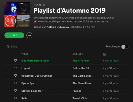 Playlist d'Automne