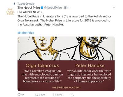 Deux Nobel de littérature pour le prix d’un