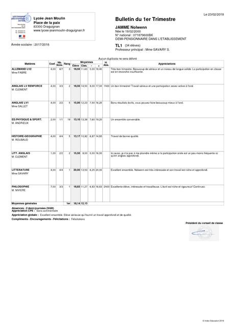 duplicata bulletin scolaire Calaméo - Bulletin De JAMME Nolwenn
