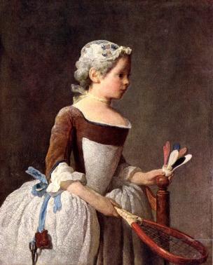 Chardin Z vers 1740 girl-with-racket-and-shuttlecock Galleria degli Uffizi, Florence