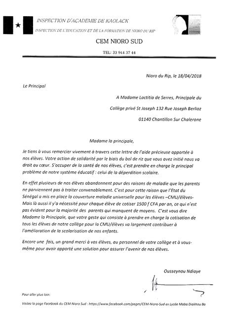 remerciement lettre  À Voir