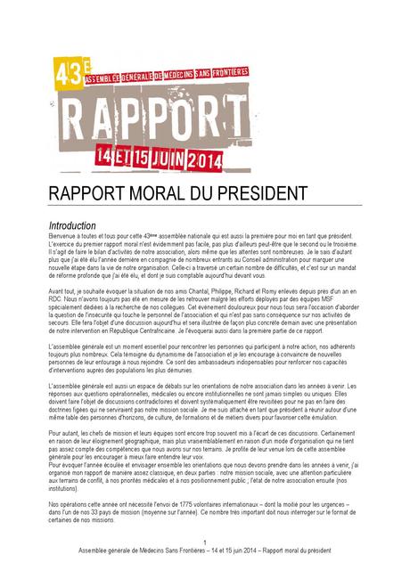 Rapport moral du Président de MSF 2013-2014 by Médecins Sans ...