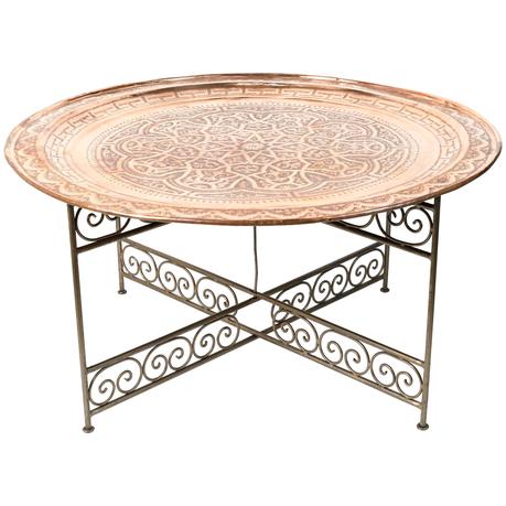 metal tray coffee table round metal tray table on iron base for sale