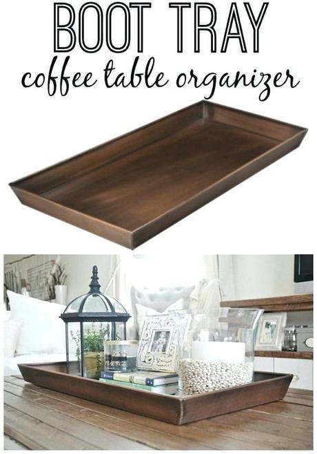 metal tray coffee table use the target smith copper boot tray for coffee table display plants lantern vase candle books photos etc in it