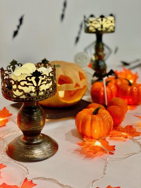 bougie à pile chandelier fête halloween tendance déco black orange citrouille guirlande lumineuse clemaroundthecorner