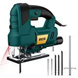 Meilleures scies sauteuses URCERI Scies Sauteuses Electrique 810W 3000SPM, 6 Vitesses Réglables avec 6 Lames Coupes Angle Max 45° Coupe du Bois 80 mm Coupe du Métal 8 mm avec Lames de Scie Guide Laser et Guide Parallèle