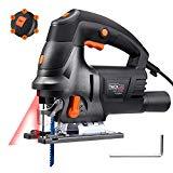 Meilleures scies sauteuses Scie Sauteuse, Tacklife 800W 3000SPM, Équipé de Guide Laser, 6 Lames, Angle Max 45°, 6 Vitesses réglables | PJS04A