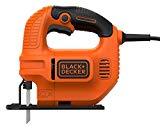 Meilleures scies sauteuses BLACK+DECKER KS501-QS Scie Sauteuse filaire - Bois : 65 mm - Acier : 5 mm - Coupe biaises : 45° - 1 lame bois 400W, 18V, Orange,