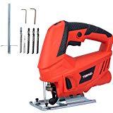 Meilleures scies sauteuses TEENO Scie Sauteuse,Professional 600W Scie Sauteuse électrique, Hauteur de Course 22mm, 3000SPM, Angle Max 45°, 6 Vitesses, avec 6 accessoires