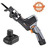 Meilleures scies sabre TACKLIFE Scie Sabre sans Fil, Vitesse Variable, Scie Alternative avec 12V-Li Batterie, Indicateur de Niveau de Batterie, Double Bouton de Sécurité, Equippé de Chargeur Rapide d'une Heure- RES001
