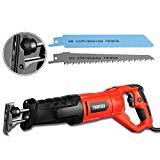 Meilleures scies sabre TEENO Scie sabre 850W 0~2800 rpm avec Poignées Orientables Scie Égoïne Universelle LED/ 2 Lames (Bois 6T HCS, Métal 14T BIM)/ Profondeur de Coupe: Bois 180 mm, Métal 10 mm