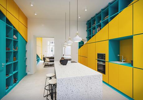 Diagonal Apartment, une décoration colorée au centre de Budapest