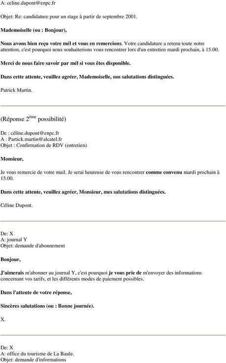 mail de confirmation de rendez vous - Modele et exemple de ...