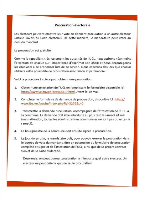 attestation de procuration Procuration électorale - AGL | Actualités