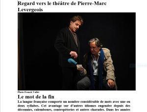 Regard vers le Théâtre de Pierre-Marc Levergeois -Manufacture des Abbesses « Pour un oui pour un non » de Nathalie Sarraute.