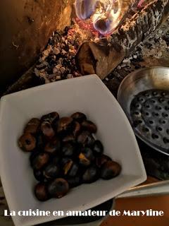 Marrons grillés au feu de bois