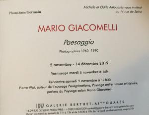 Galerie Berthet-Aittouarès  exposition Mario Giacomelli « Paesaggio »
