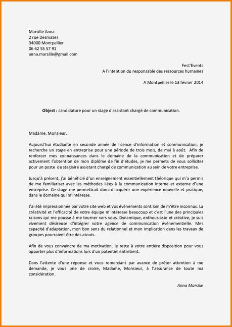 Exemple de lettre de motivation demande d'emploi pdf ...