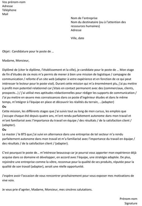 Lettre de motivation pour un premier emploi : un exemple ...