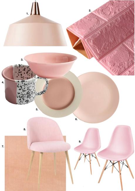 rose blush cuisine assiette chaise scandinave nappe tasse tacheté - blog déco - clem around the corner