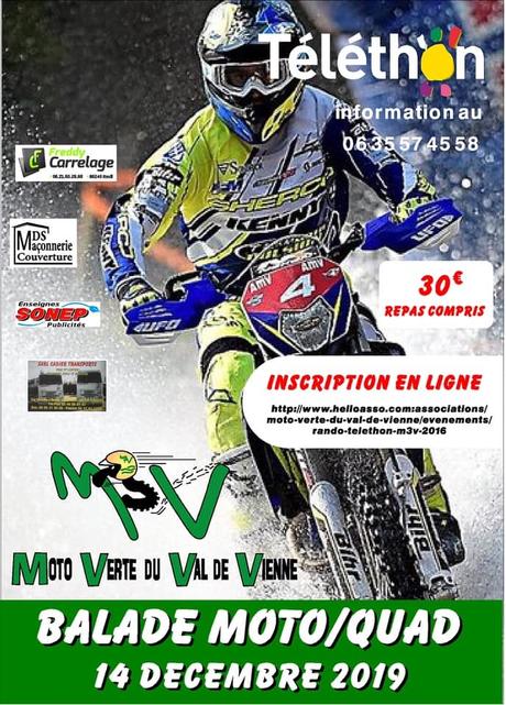 Balade moto - quad Téléthon du M3V, le 14 décembre 2019 à Marnay (86)