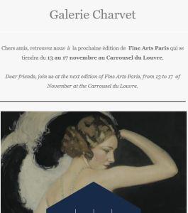 Galerie CHARVET  « FINE ARTS PARIS » 13/17 Novembre- au Carrousel du Louvre