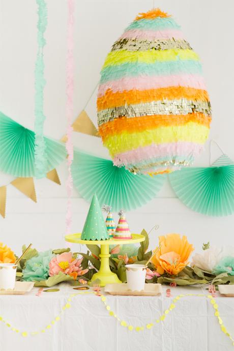 diy piñata facile à faire printemps décoration de fête cérémonie papier couleurs bucolique - blog déco - clem around the corner