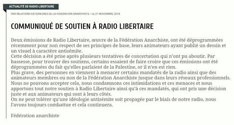 Antisémitisme (encore !?), à Radio Libertaire