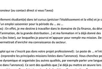 lettre motivation emploi saisonnier  À Voir