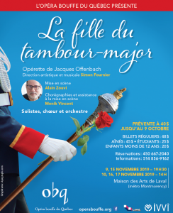 Lucia de Lammermoor à l’Opéra de Montréal, La Fille du tambour-major à l’Opéra bouffe du Québec et le lancement d’Offenbach, mode d’emploi par Louis Bilodeau à Paris