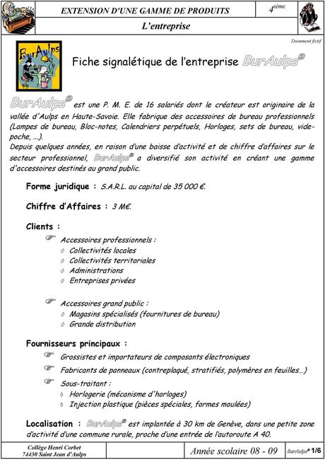 fiche de présentation d’une entreprise Fiche signalétique de l entreprise - PDF