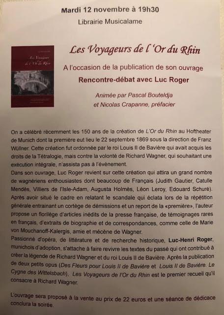 Présentation des Voyageurs de l'Or du Rhin à Lyon sur invitation du Cercle Richard Wagner- Lyon