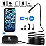 Meilleur endoscope Endoscope WiFi 2.0 Mégapixels 1080P HD Caméra Endoscopique IP68 Etanche Caméra d'inspection 5 M Semi Rigide Câble Endoscope Compatible avec Iphone Android Smartphone Tablette-5M