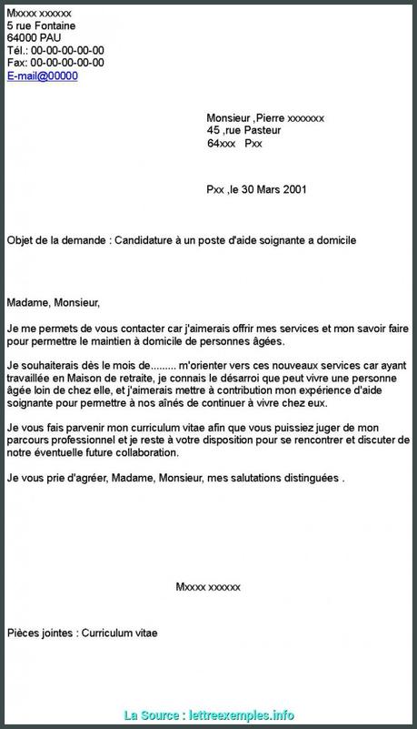 Exemple De Lettre De Motivation Pour Aide A Domicile