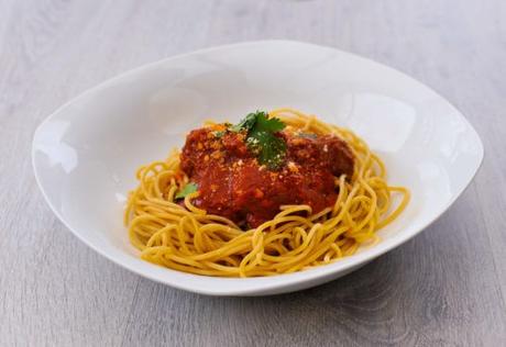 Boulette agneau sauce tomate et spaghetti