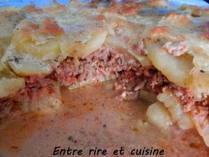 Gratin de pommes de terre aux 2 viandes et mozzarella