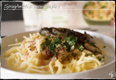 Cèpes aux spaghettis de maïs, sauce au vermouth Cèpes aux spaghettis de maïs, sauce au vermouth